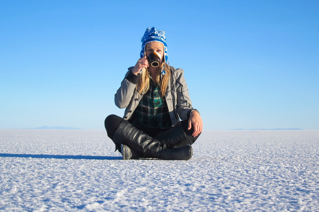 Breakfast on Uyuni Salt Flats 