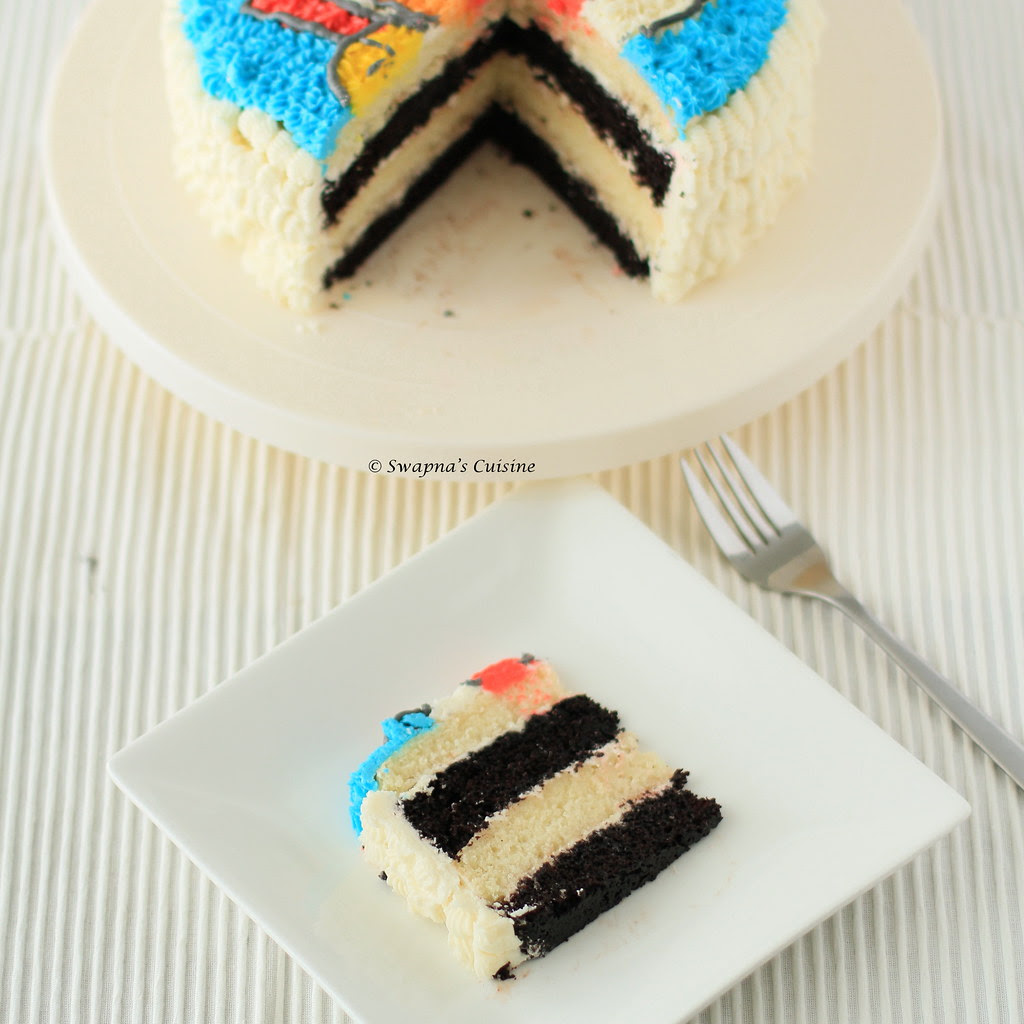 Chocolate and Vanilla Layer Cake with Vanilla Buttercream Frosting