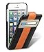 Melkco - Apple iPhone 5 Ultra Slim Handmade Premium Cowhide Leather Case Jacka ID Flip Type Black / Orange