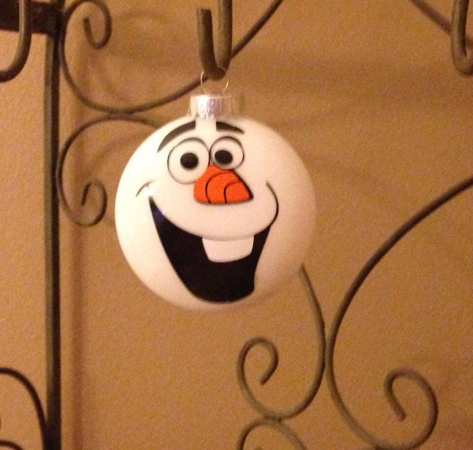 Olaf glass disc (flat round) ornament can be personalized on back!
