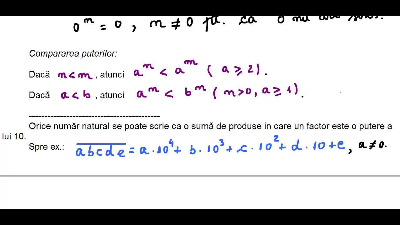 Clasa a V-a - Cap. Numere naturale - Reguli de calcul cu puteri