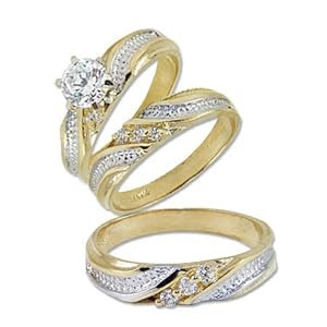 Amazon.com: 14k Yellow Gold White Rhodium, Trio Three ...