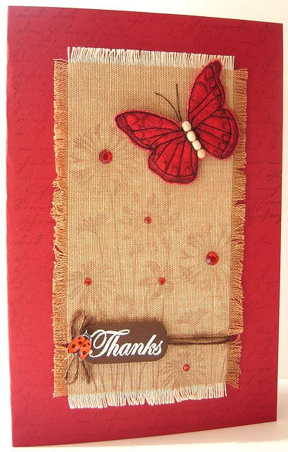 Stitched Butterfly and Wild Flowers