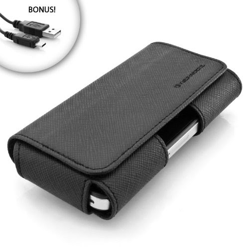 Black Leather Wing Case for Samsung Galaxy S II SkyRocket , Galaxy Nexus , Exhibit II , Stratosphere * Includes micro-USB Charging cable**