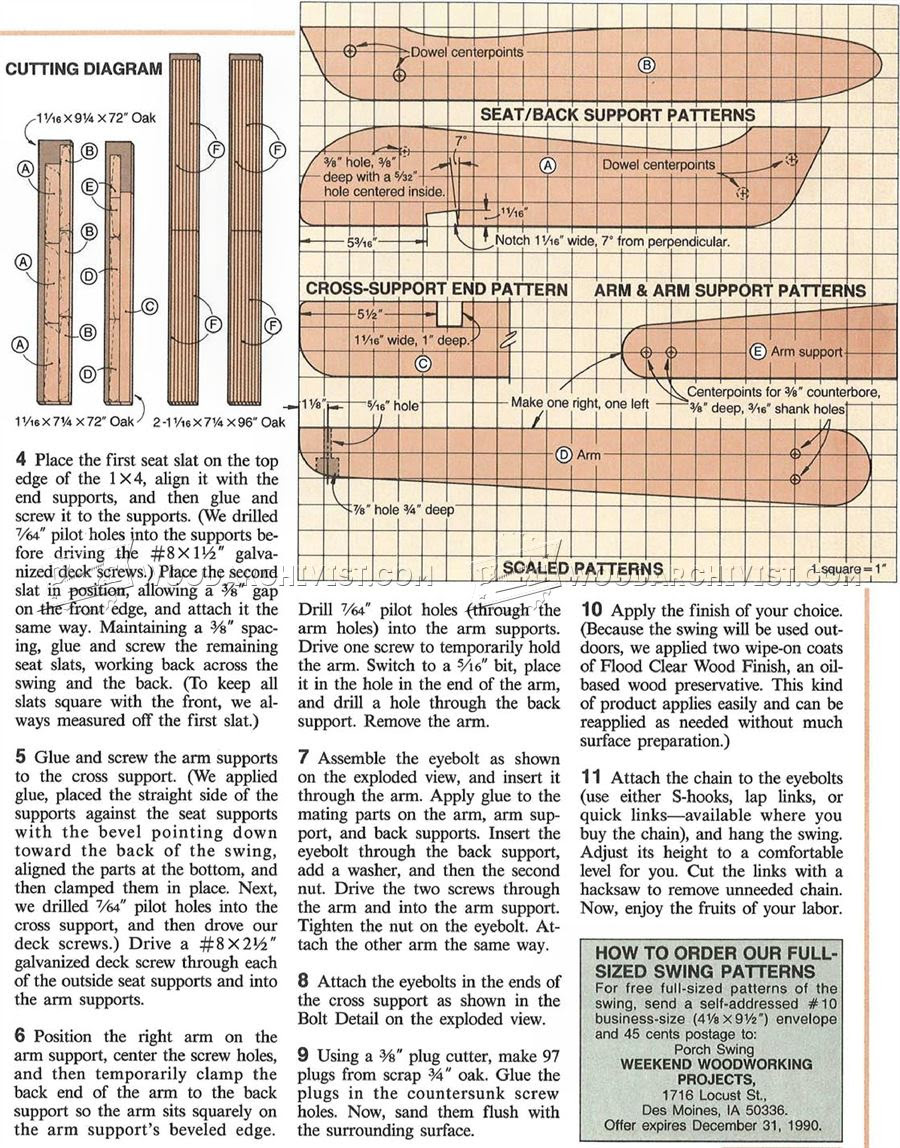 #1619 Porch Swing Plans • WoodArchivist