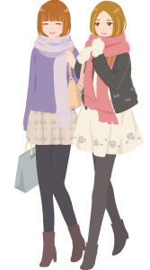 冬服の歩く女性 ガーリー素材 ふんわり可愛い無料イラスト素材 ふんわり可愛い無料イラスト素材