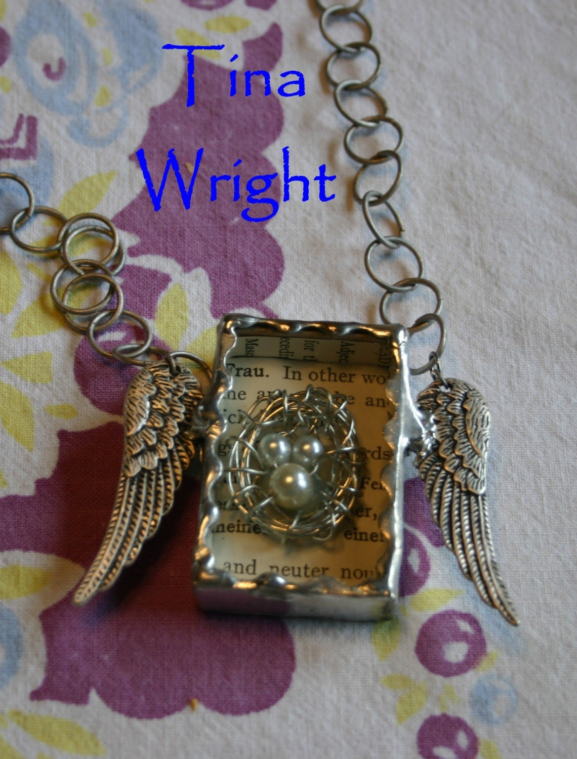Little Shrine Necklace Wire nest with Wings