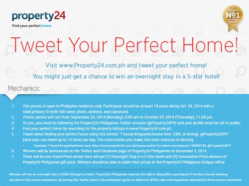 Tweet your perfect home with @Property24PH and get a chance to win an overnight stay in a 5-star hotel