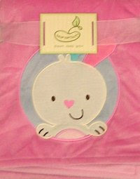 2 Ply Blanket Crib Throw Pink Bunny
