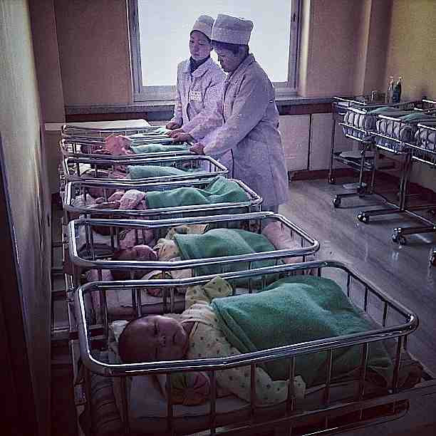 Newborn North Korean Babies in Cribs