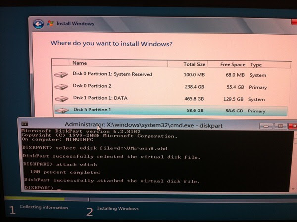 Now the 60 gig VHD is visible Now the 60 gig VHD is visible