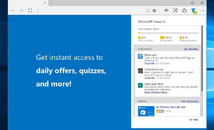 Microsoft Rewards extension for Edge is now available