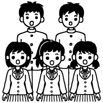 混声合唱 文化祭 音楽会 合唱 大きな行事 学校 無料 白黒イラスト素材