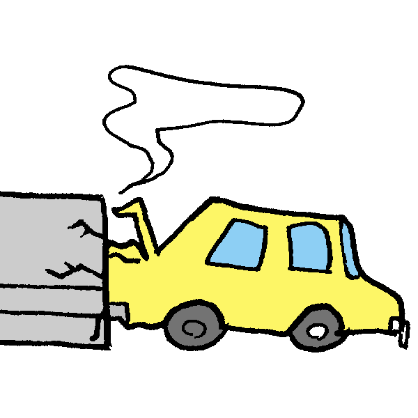 塀にぶつかる車のイラスト かわいいフリー素材が無料のイラストレイン