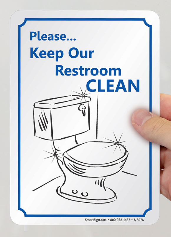 Please Keep Our Restroom Clean Sign With Graphic, SKU S8976