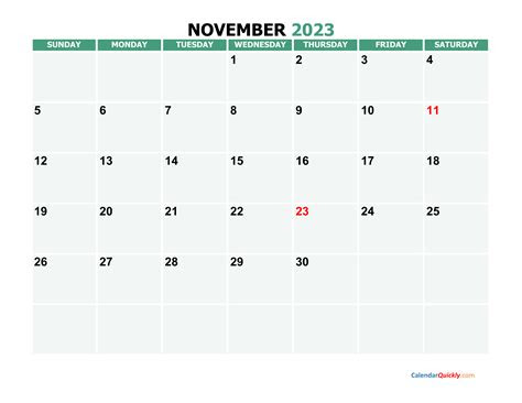 A free printable blank calendar can be a great way to keep track of important dates, plan ahead, and stay on top of your goals. november 2023 printable calendar calendar quickly