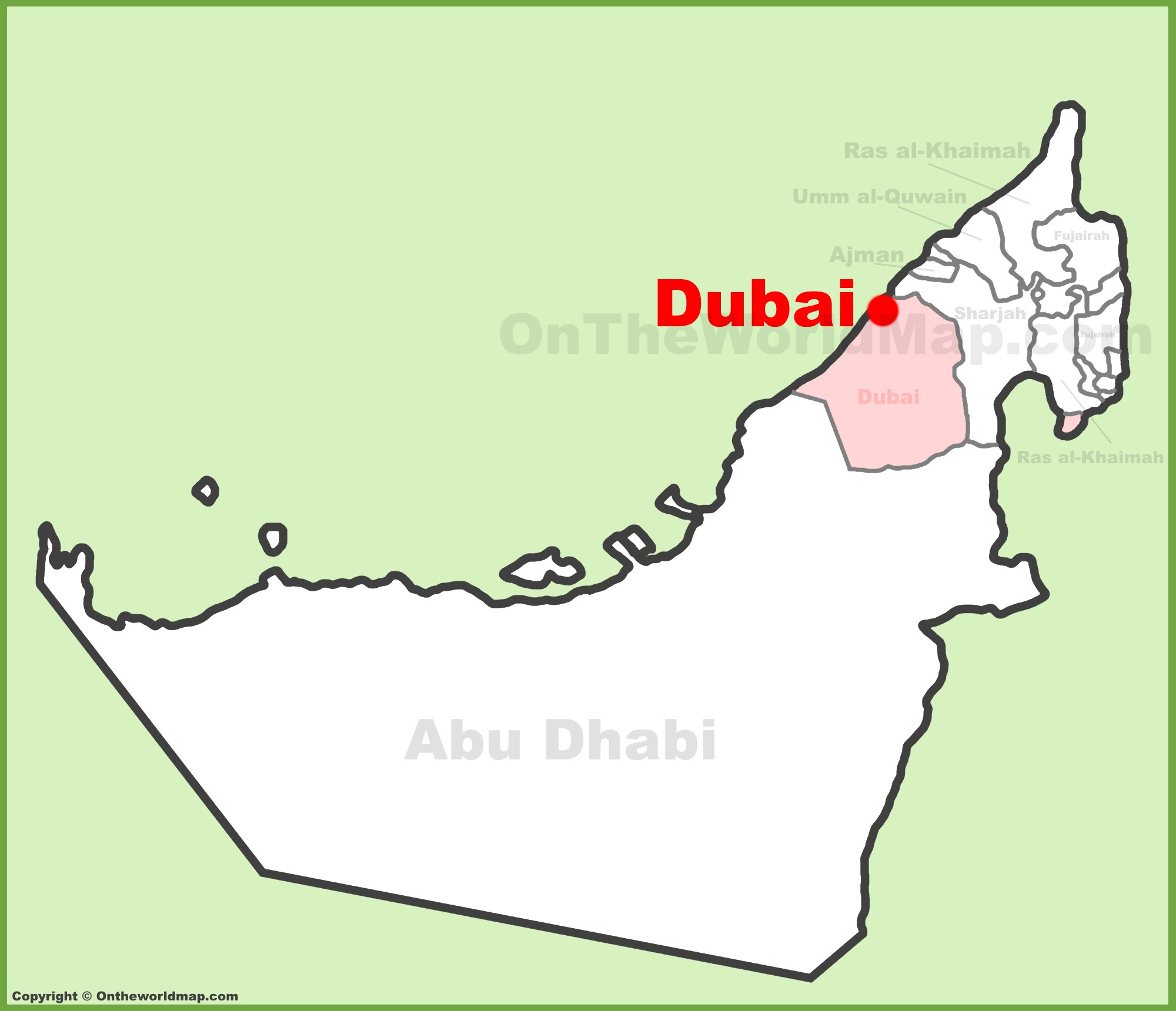 Map Of Dubai United Arab Emirates Dubai location on the UAE (United Arab Emirates) Map