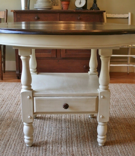 vintage antiqued painted shabby chic round by RescuedHomeInteriors