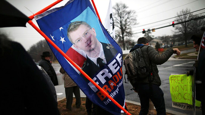 Protesters from the Bradley Manning Support Group. (AFP Photo / Mark Wilson)