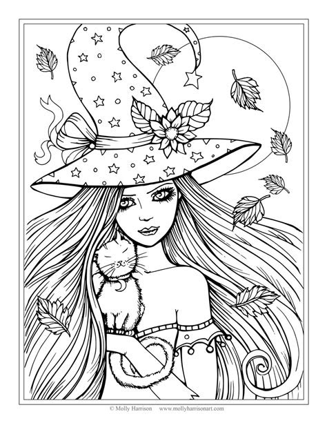  spooky coloring pages witch girl free printable coloring pages
