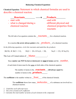 Chemical Equations Gizmo