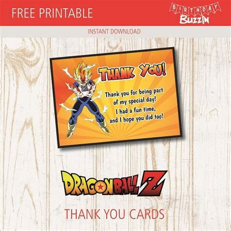 the dragon ball z birthday card is displayed on a wooden background