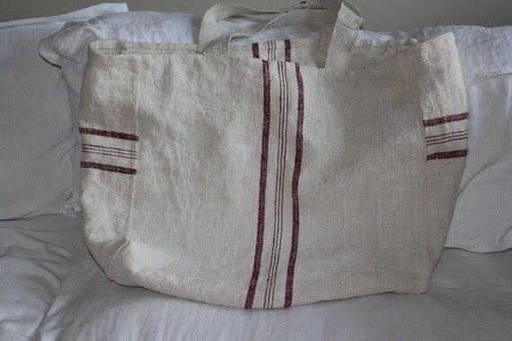 Vintage European Grain Sack  Market Tote