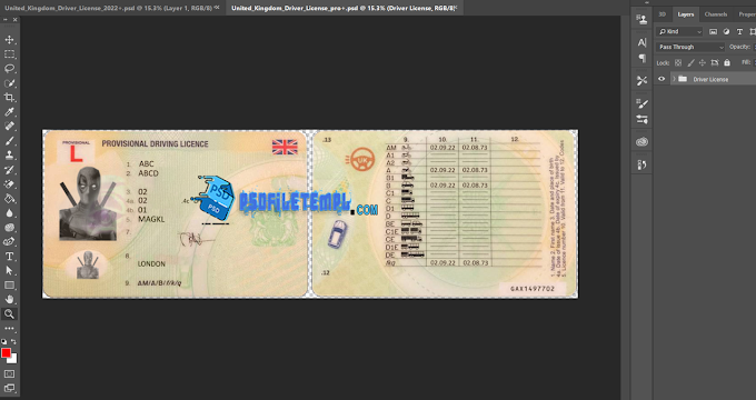 Provisional Driving Licence Uk psd template full edited template