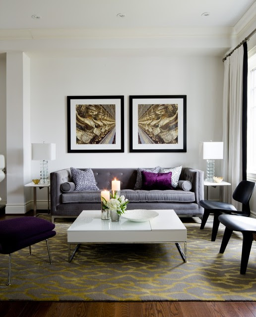 Jane Lockhart Living Room, purple accents - Transitional ...