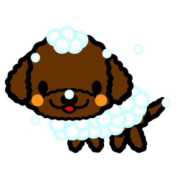 かわいいシャンプー中の犬の無料イラスト 商用フリー オイデ43