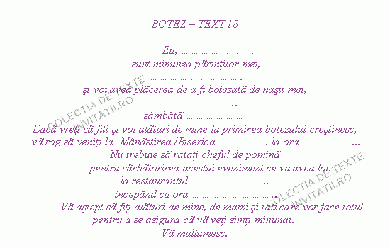 Text Invitatii Botez Romantice Model Romantice 7 Invitatii Ro