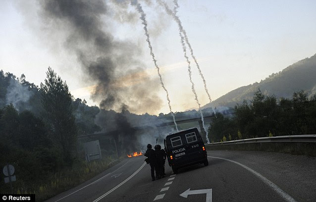 Aggression: The miners are angry that a reduction in mining subsidies from 300 million euro 110 million a year will devastate their centuries-old industry