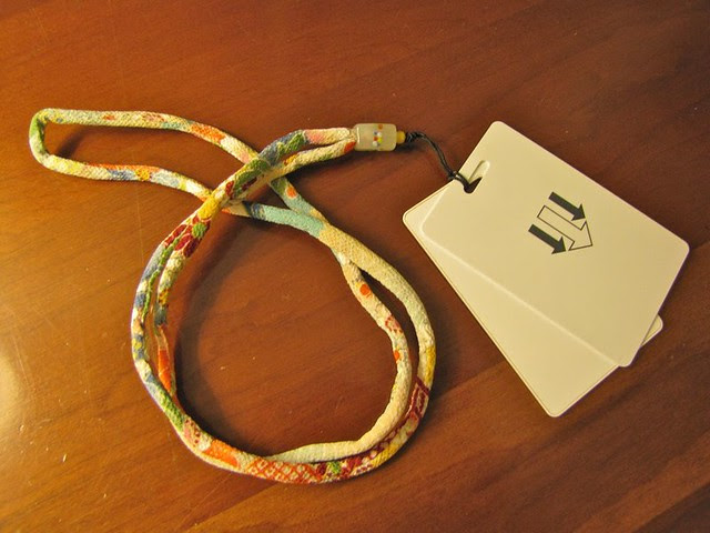 kimono fabric lanyard for my key cards