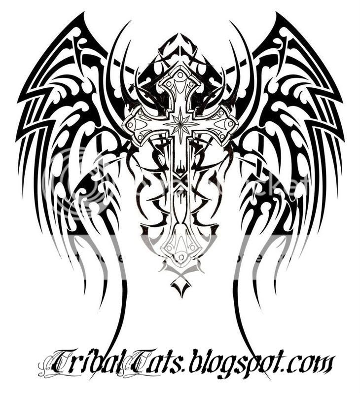 Tribal Cross Tattoo Design. The tattoo could have a circle on it