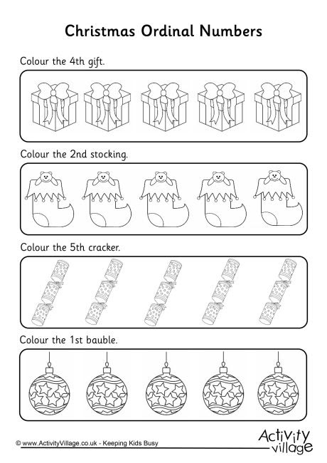 Ordinal Numbers Worksheet - Christmas 2