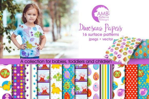 Crella Dinosaur Papers Pattern by AMBillustrations Compatible with Cameo Silhouette Studio, Cricut and other cutting machines for any crafting projects.