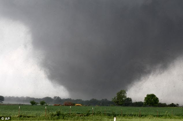 Weather manipulation is a particularly contentious in the US after commentators have claimed that huge tornadoes that devastated cities such as Oklahoma (pictured), were actually deliberately made by the US government using the Harrp antenna in Alaska