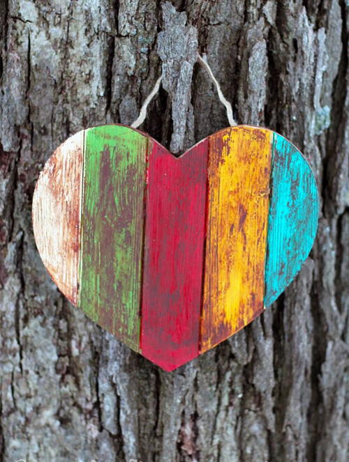 Antiqued Wooden Valentine Heart AllFreeKidsCrafts.com