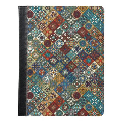 Vintage patchwork with floral mandala elements iPad case