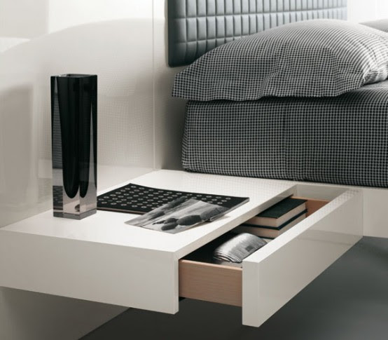 Futuristic Bedroom Set With Suspended Bed - Aladino Up 