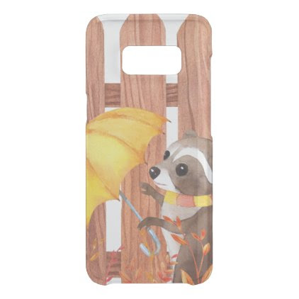 racoon with umbrella walking by fence uncommon samsung galaxy s8 case