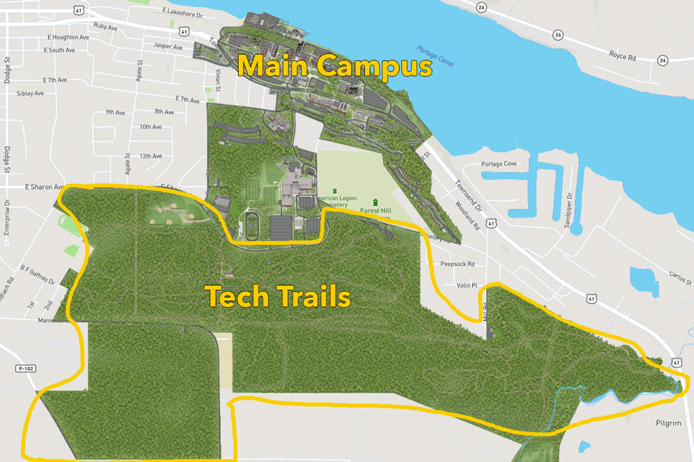 michigan tech campus map A Brief History Of The Tech Trails Alumni News michigan tech campus map
