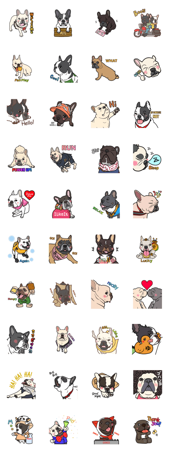 フレンチブルドッグフレンド Lineクリエイターズスタンプ Lineで使えるスタンプを紹介 スタンプひろば