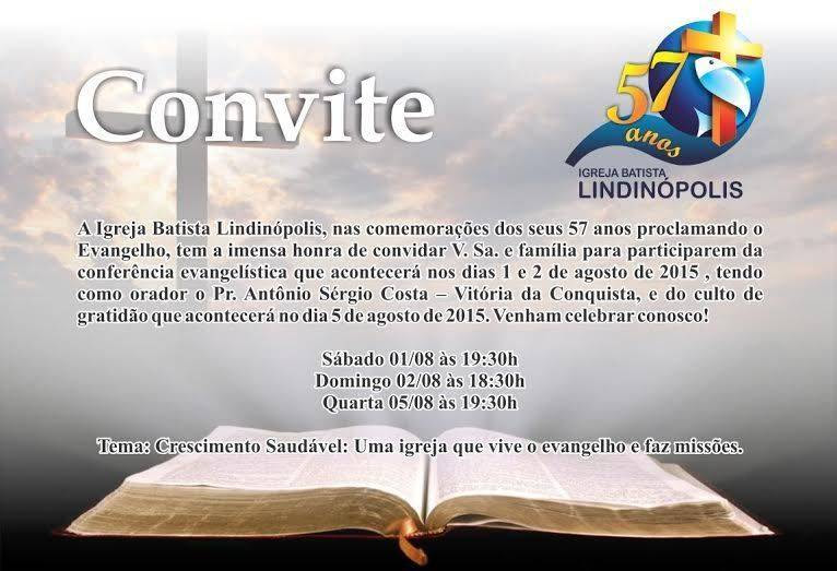 Convites para Aniversários de Igrejas – Modelos de Convite