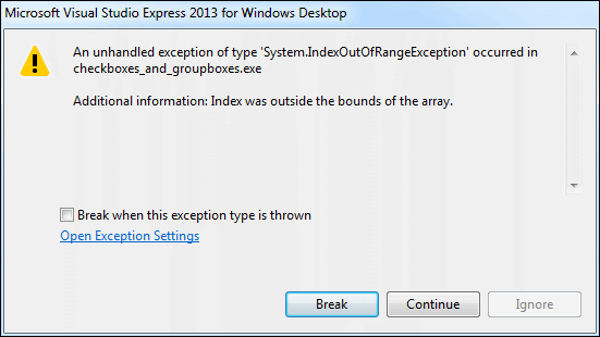 IndexOutOfRange Exception