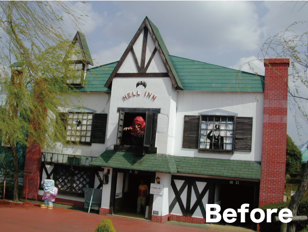 三井グリーンランド 熊本県 会社 店舗改装 リノベ 看板デザイン 愛知県 アート スタイル 彩朝スタイル です