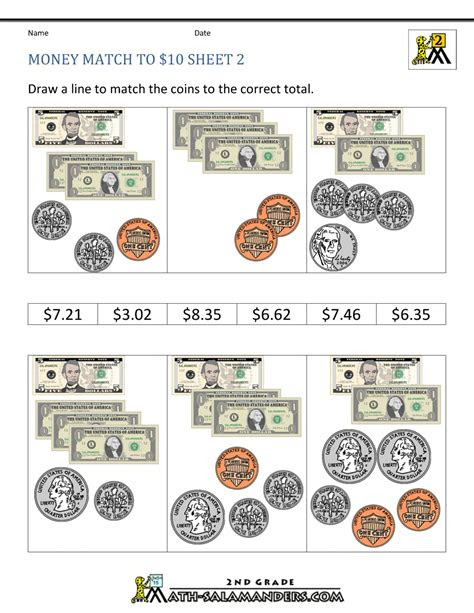Working out the coins required to complete a payment. free printable counting money worksheets