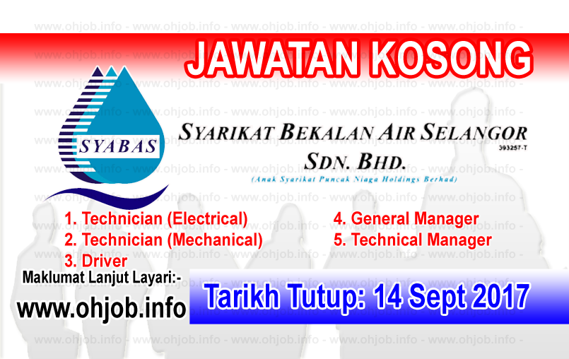 Jawatan Kerja Kosong Syarikat Bekalan Air Selangor - SYABAS logo www.ohjob.info september 2017