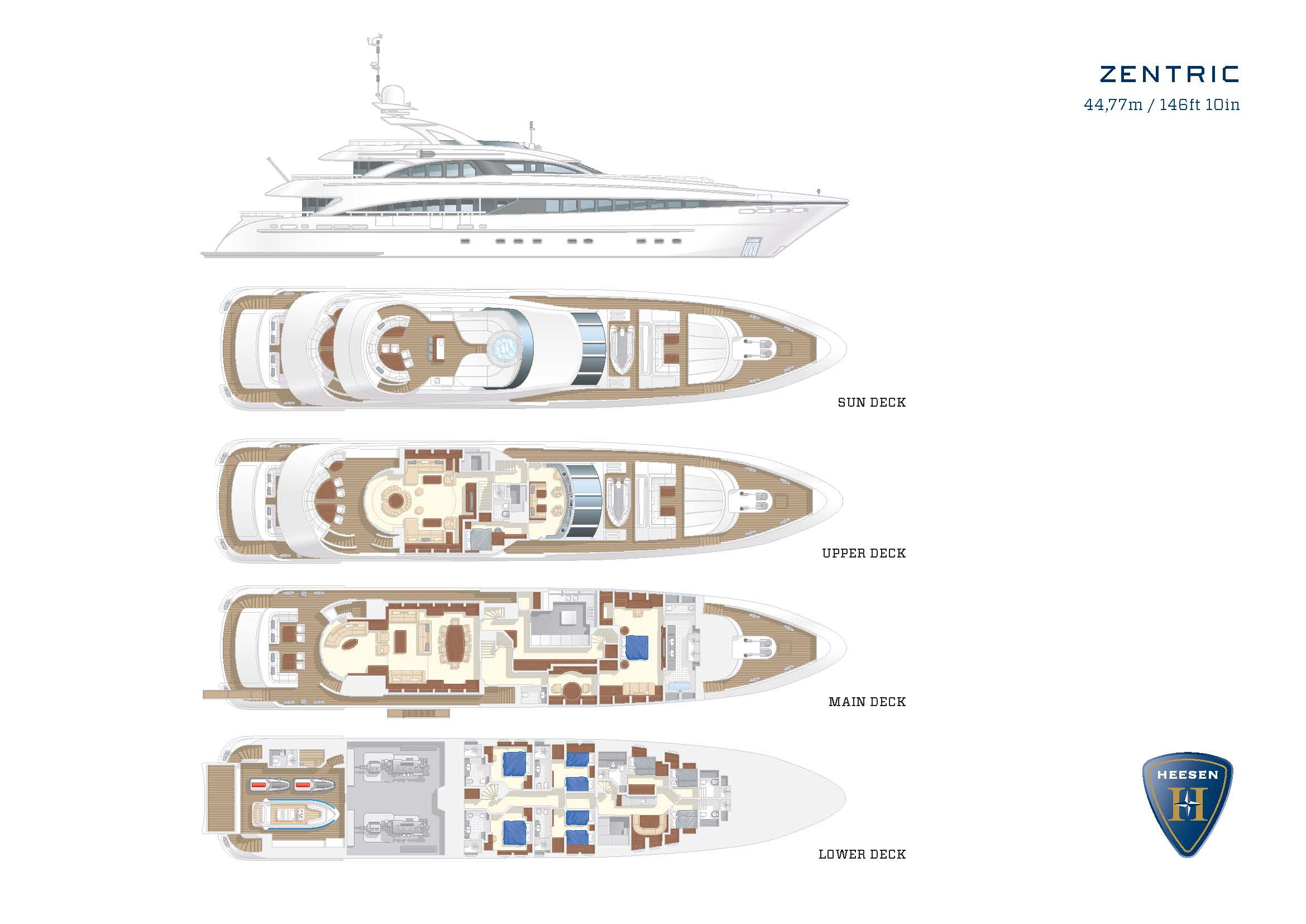 Heesen Motor Yacht ZENTRIC - plans — Luxury Yacht Charter ...