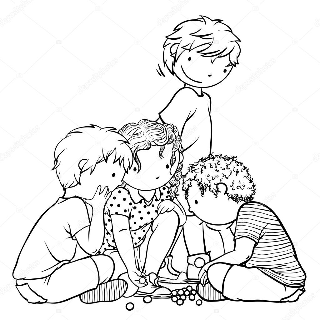 Grupo de niños jugando a las canicas - juegos ...